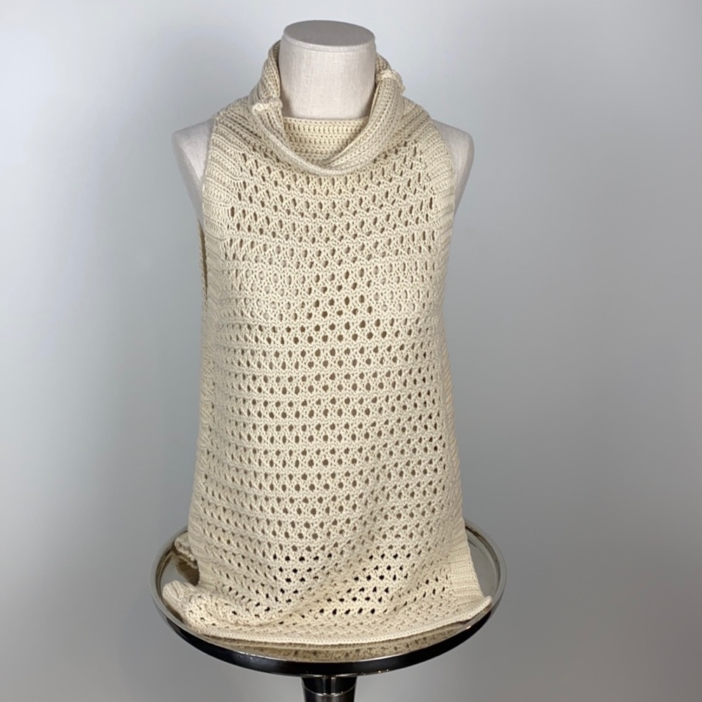 Free People Cream Crochet Cowl Neck Sweater Tank